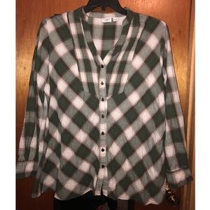 Cato- Green Plaid Button Down- 18/20